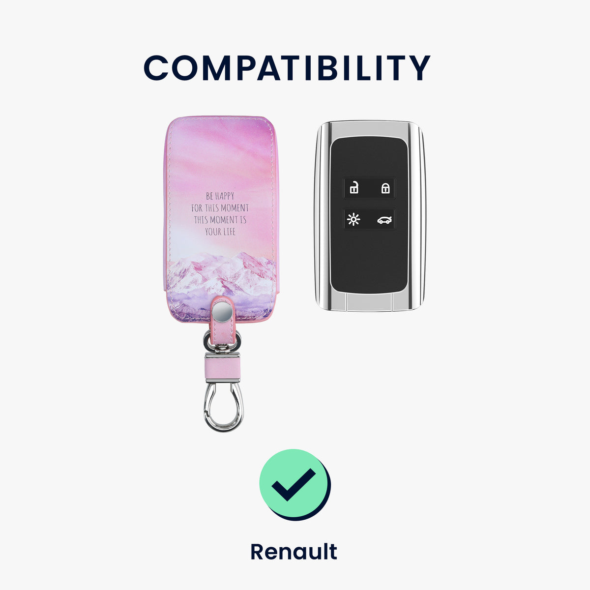 Renault 4-Button Smartkey Keyless Go Faux Leather Car Key Cover