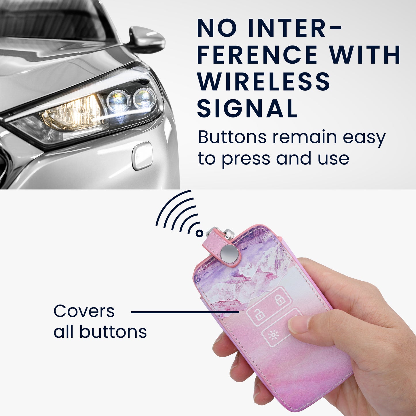 Renault 4-Button Smartkey Keyless Go Faux Leather Car Key Cover