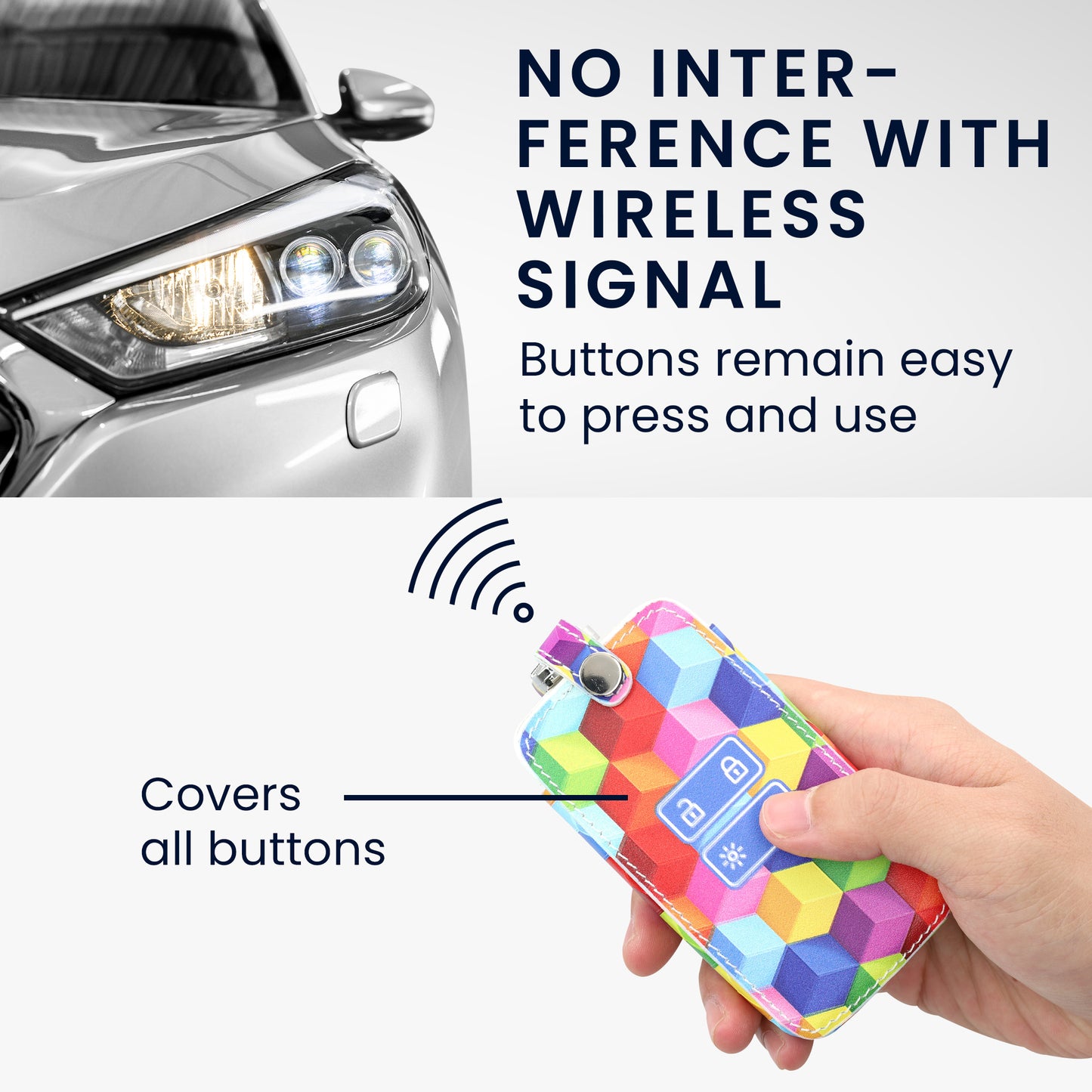 Renault 4-Button Smartkey Keyless Go Faux Leather Car Key Cover