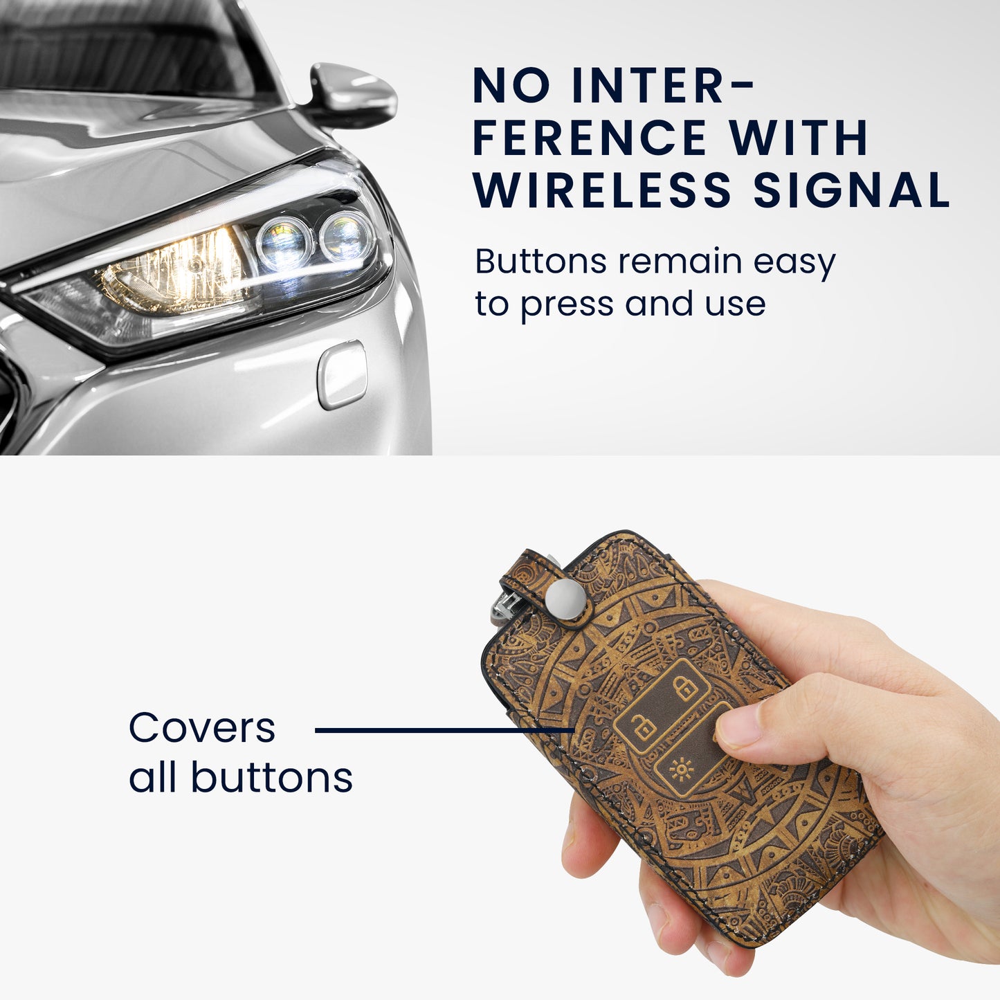 Renault 4-Button Smartkey Keyless Go Faux Leather Car Key Cover
