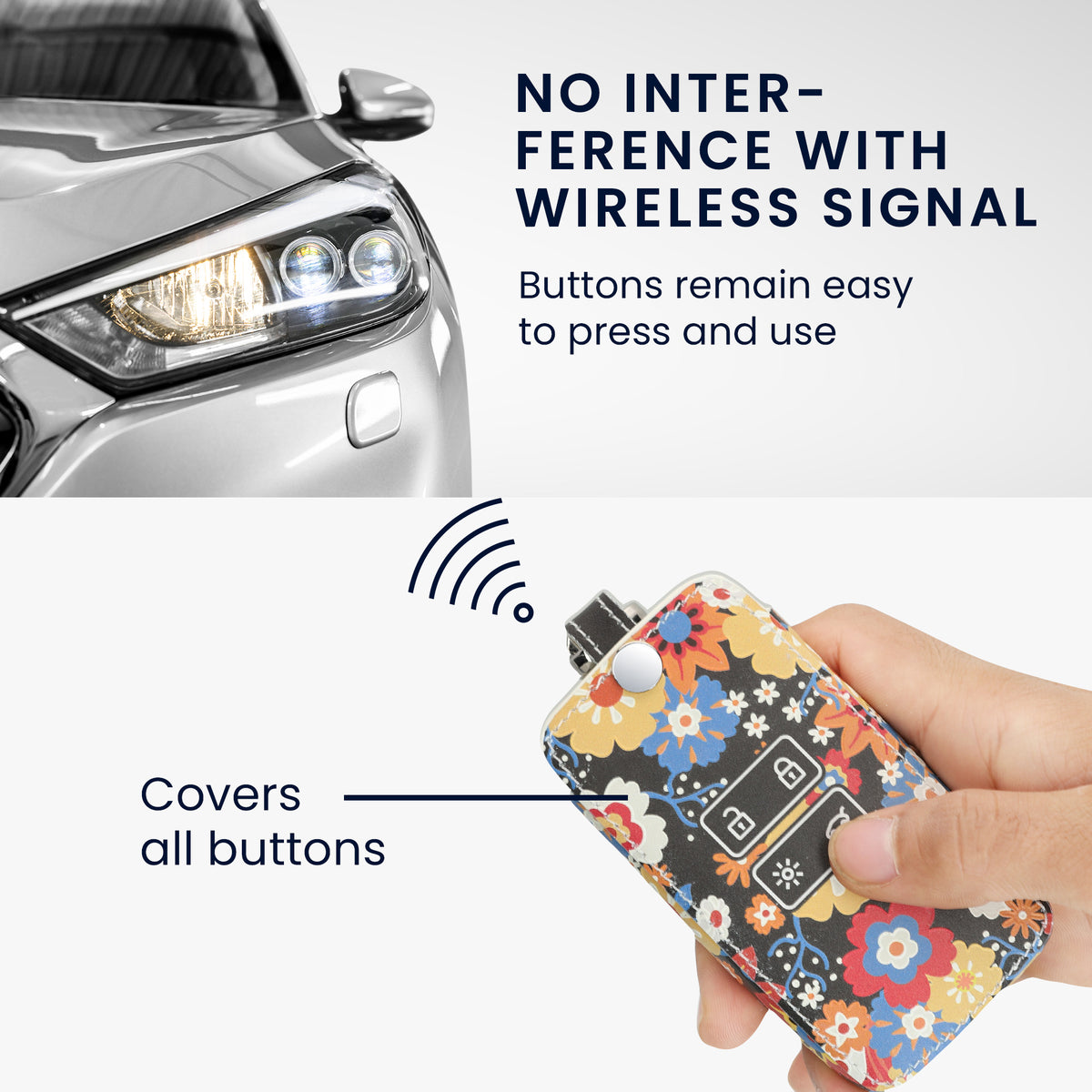 Renault 4-Button Smartkey Keyless Go Faux Leather Car Key Cover