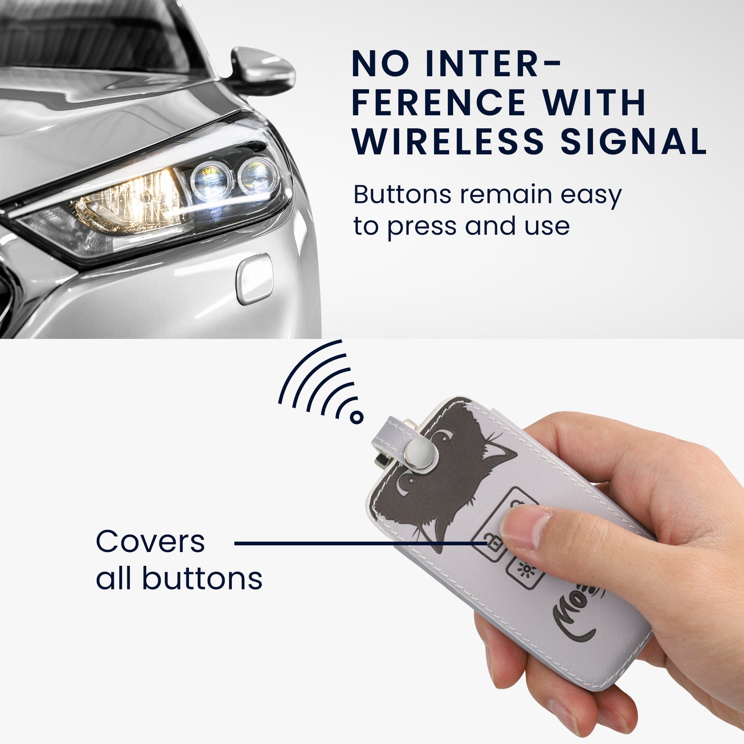 Renault 4-Button Smartkey Keyless Go Faux Leather Car Key Cover