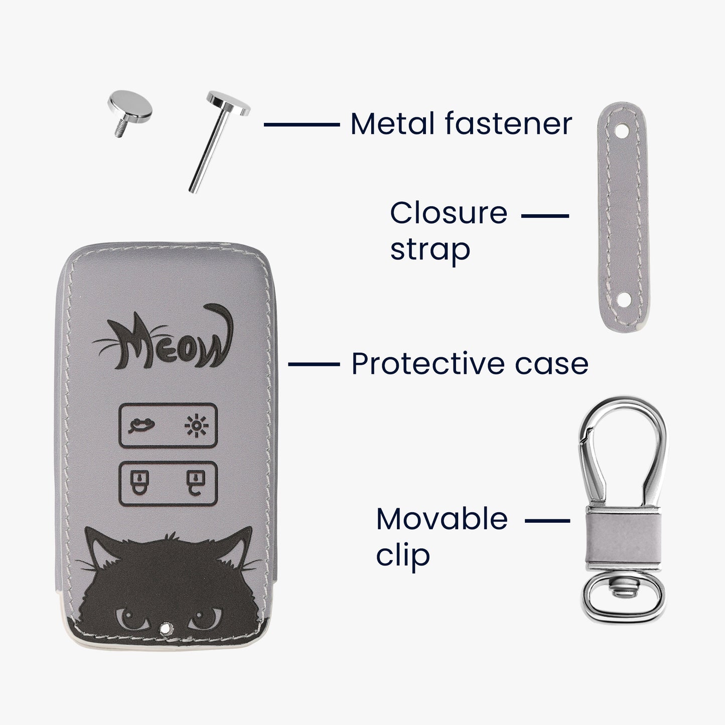 Renault 4-Button Smartkey Keyless Go Faux Leather Car Key Cover