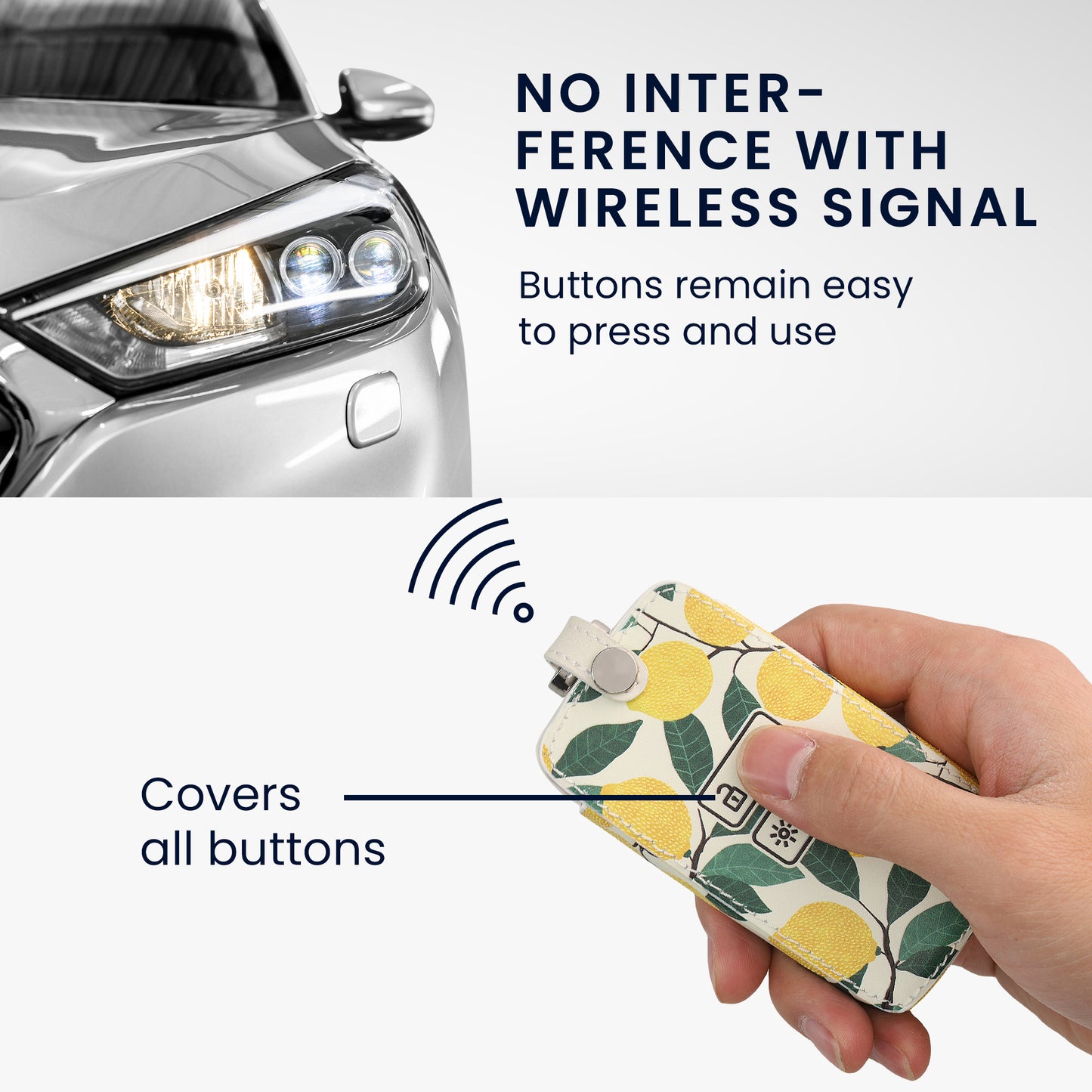Renault 4-Button Smartkey Keyless Go Faux Leather Car Key Cover