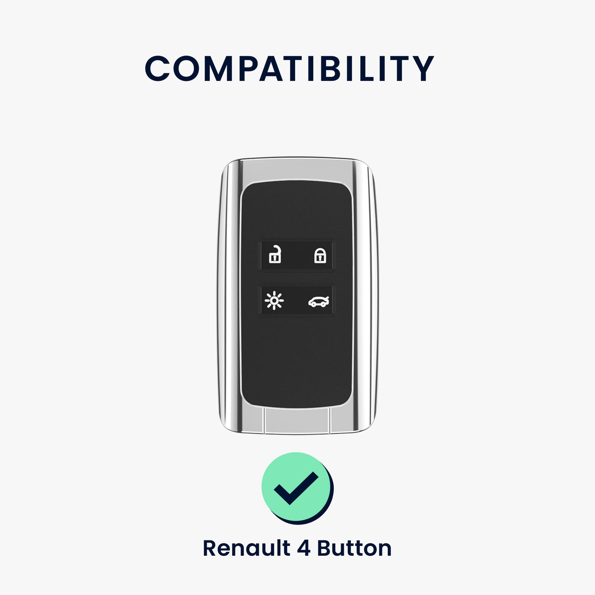 Renault 4-Button Smartkey Keyless Go Faux Leather Car Key Cover