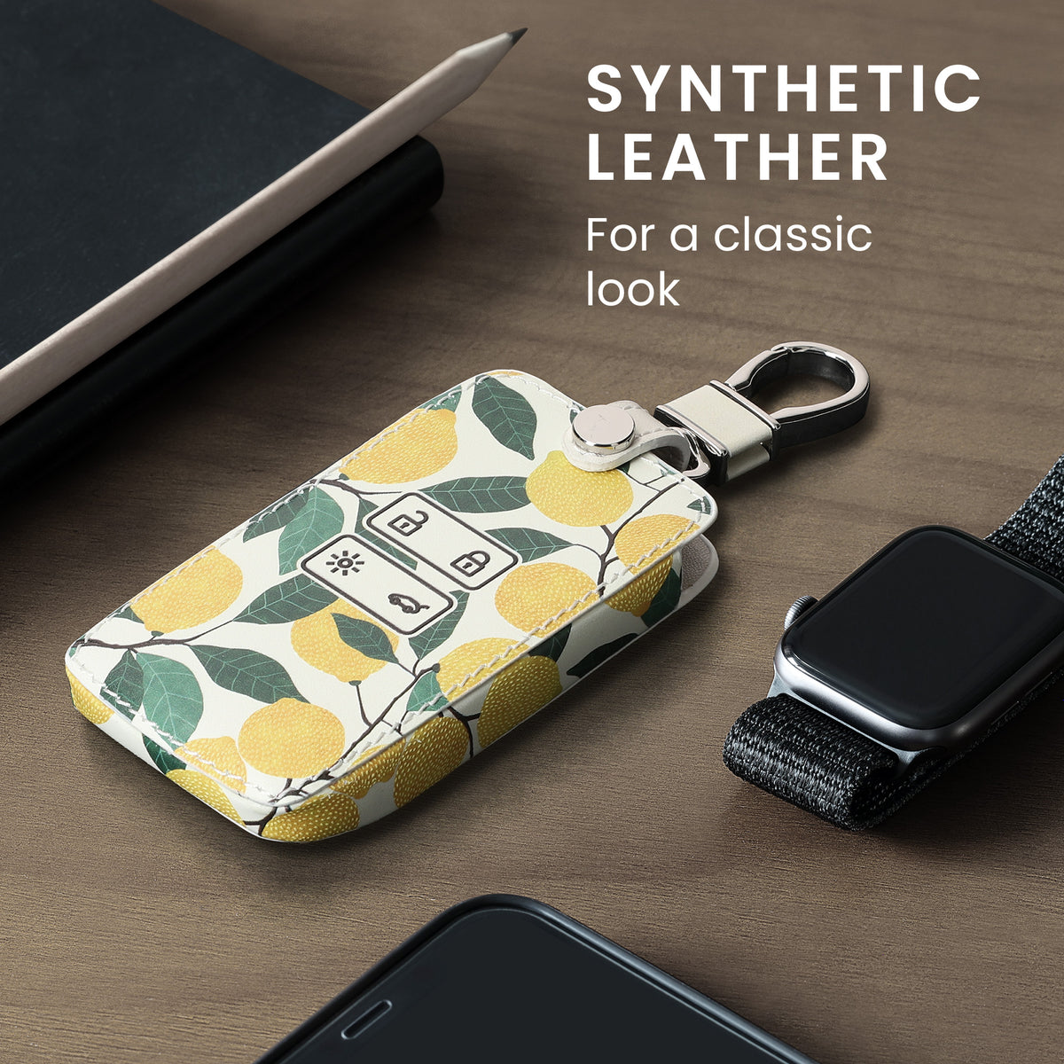 Renault 4-Button Smartkey Keyless Go Faux Leather Car Key Cover