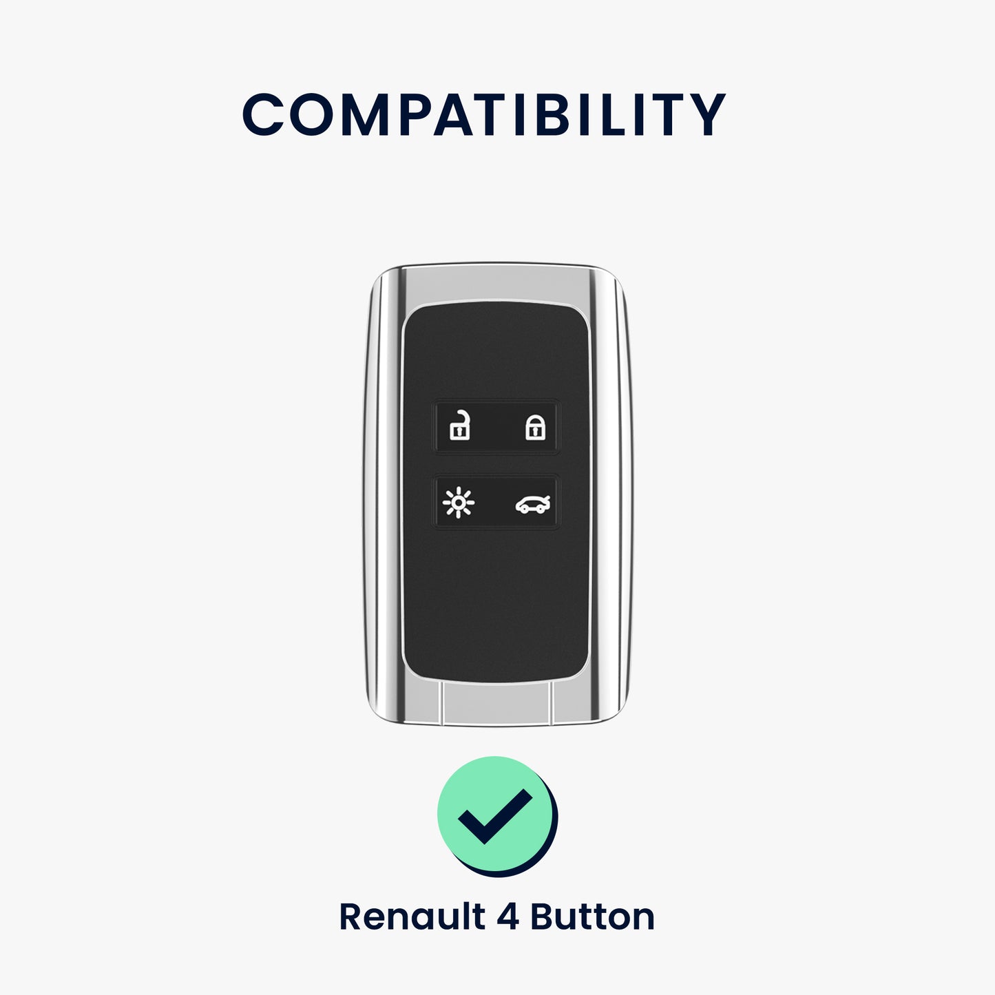 Renault 4-Button Smartkey Keyless Go Faux Leather Car Key Cover