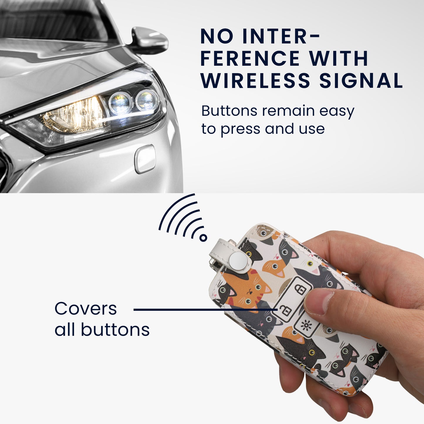Renault 4-Button Smartkey Keyless Go Faux Leather Car Key Cover