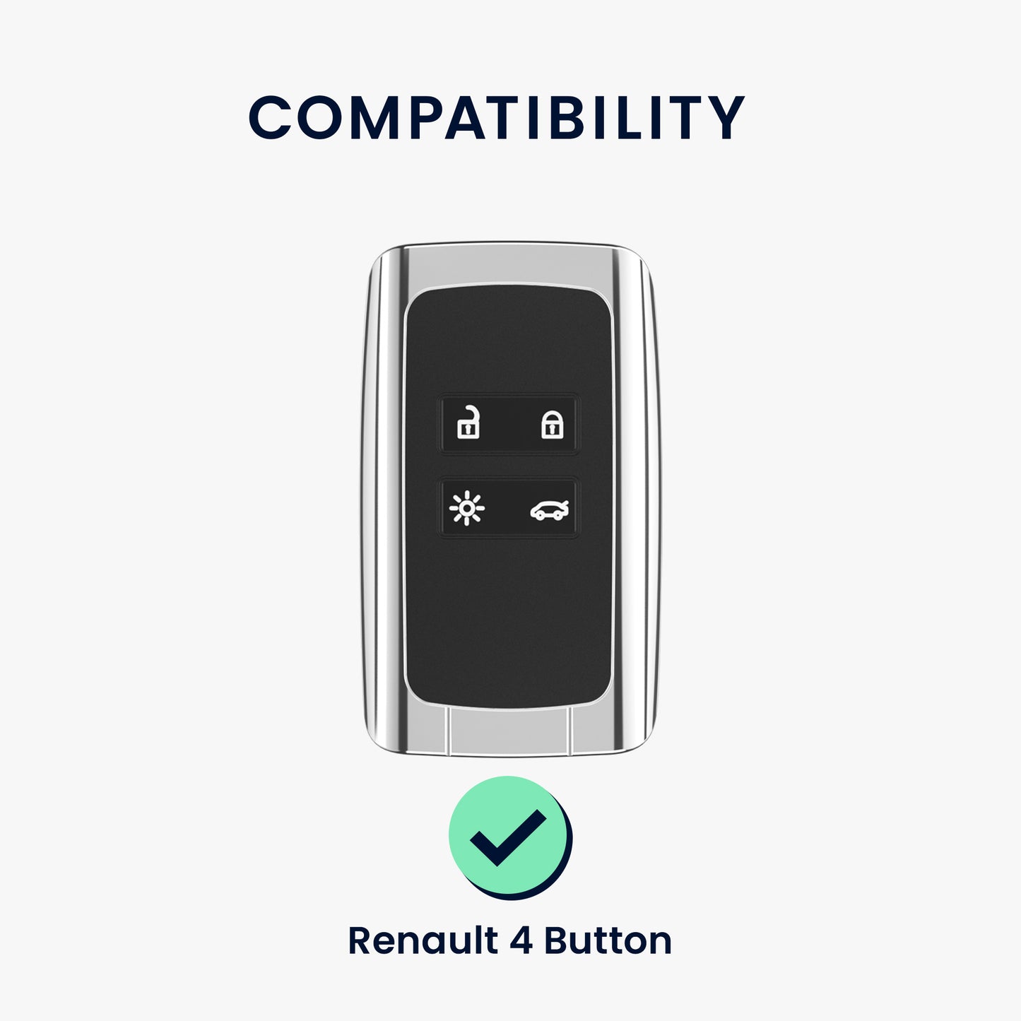Renault 4-Button Smartkey Keyless Go Faux Leather Car Key Cover