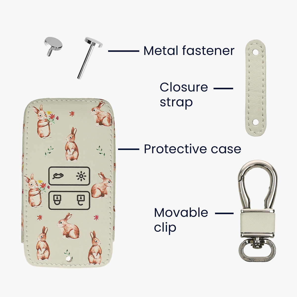 Renault 4-Button Smartkey Keyless Go Faux Leather Car Key Cover