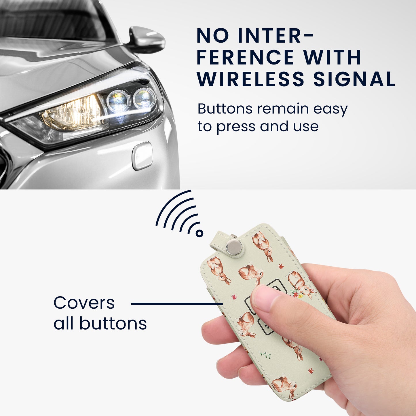 Renault 4-Button Smartkey Keyless Go Faux Leather Car Key Cover