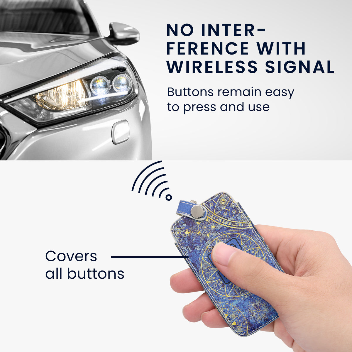 Renault 4-Button Smartkey Keyless Go Faux Leather Car Key Cover