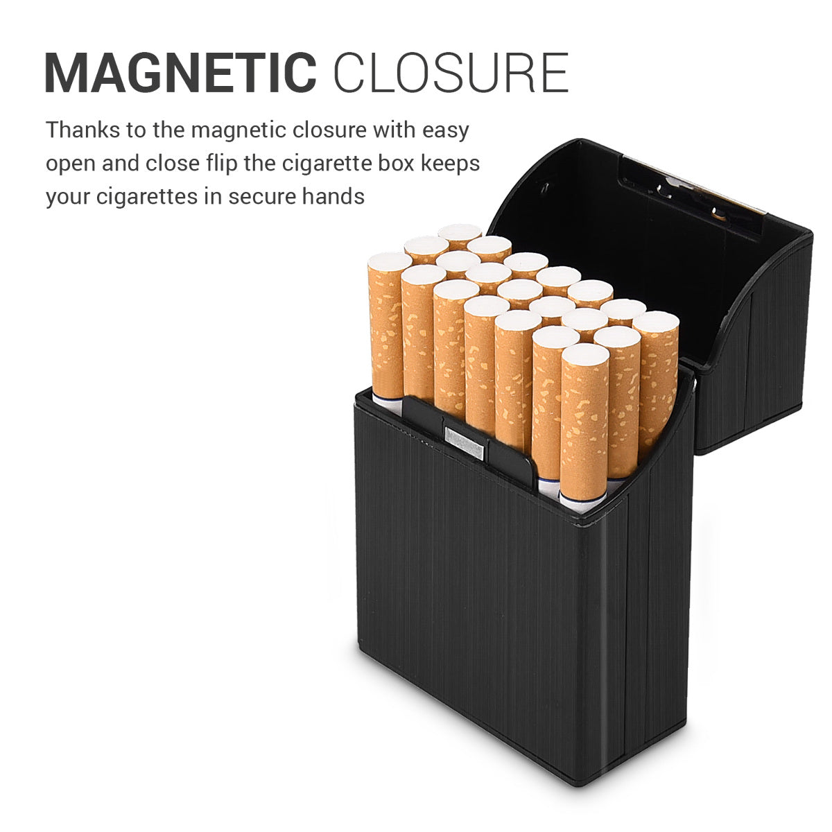 kwmobile Cigarette Case Cigarette Box Cover for Cigarettes with Magnetic Closure Aluminum Coating