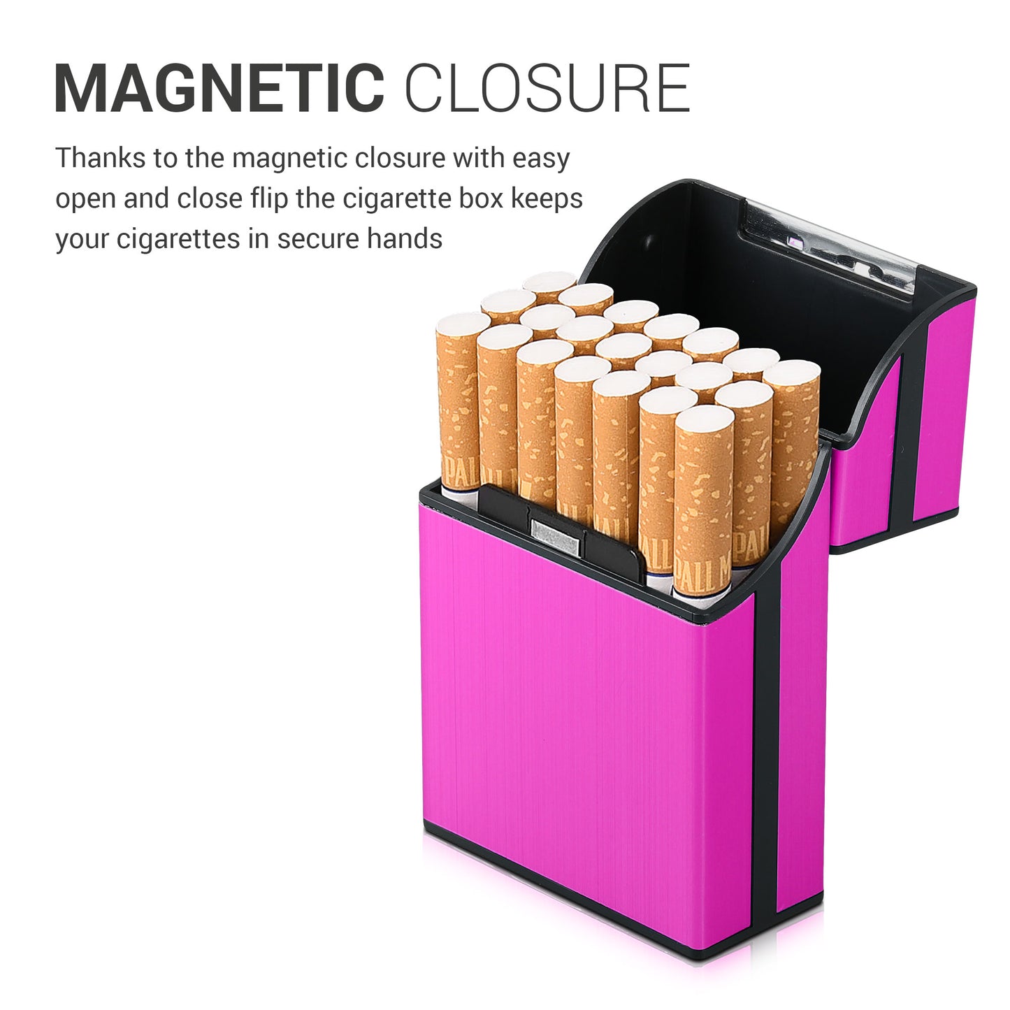 kwmobile Cigarette Case Cigarette Box Cover for Cigarettes with Magnetic Closure Aluminum Coating