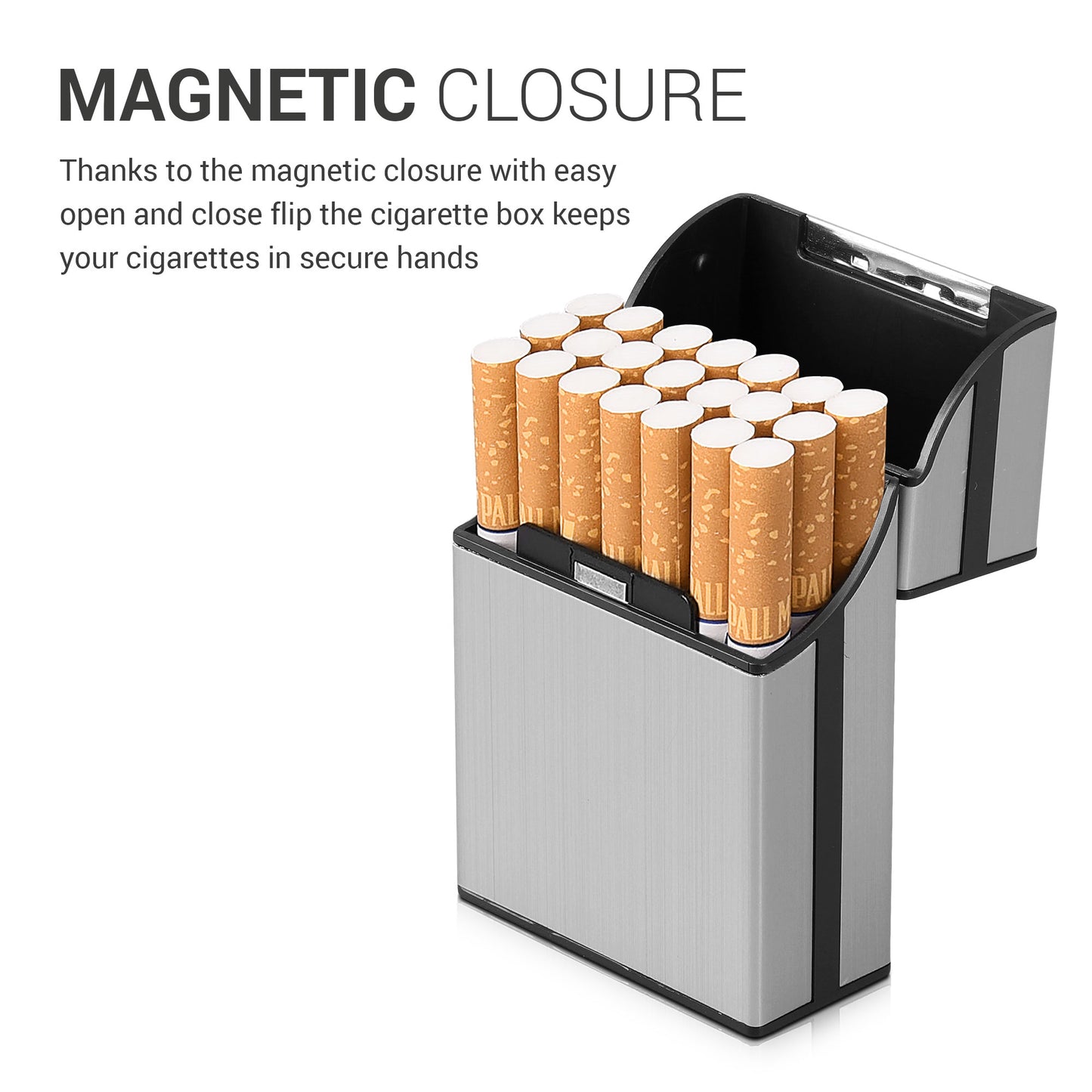kwmobile Cigarette Case Cigarette Box Cover for Cigarettes with Magnetic Closure Aluminum Coating