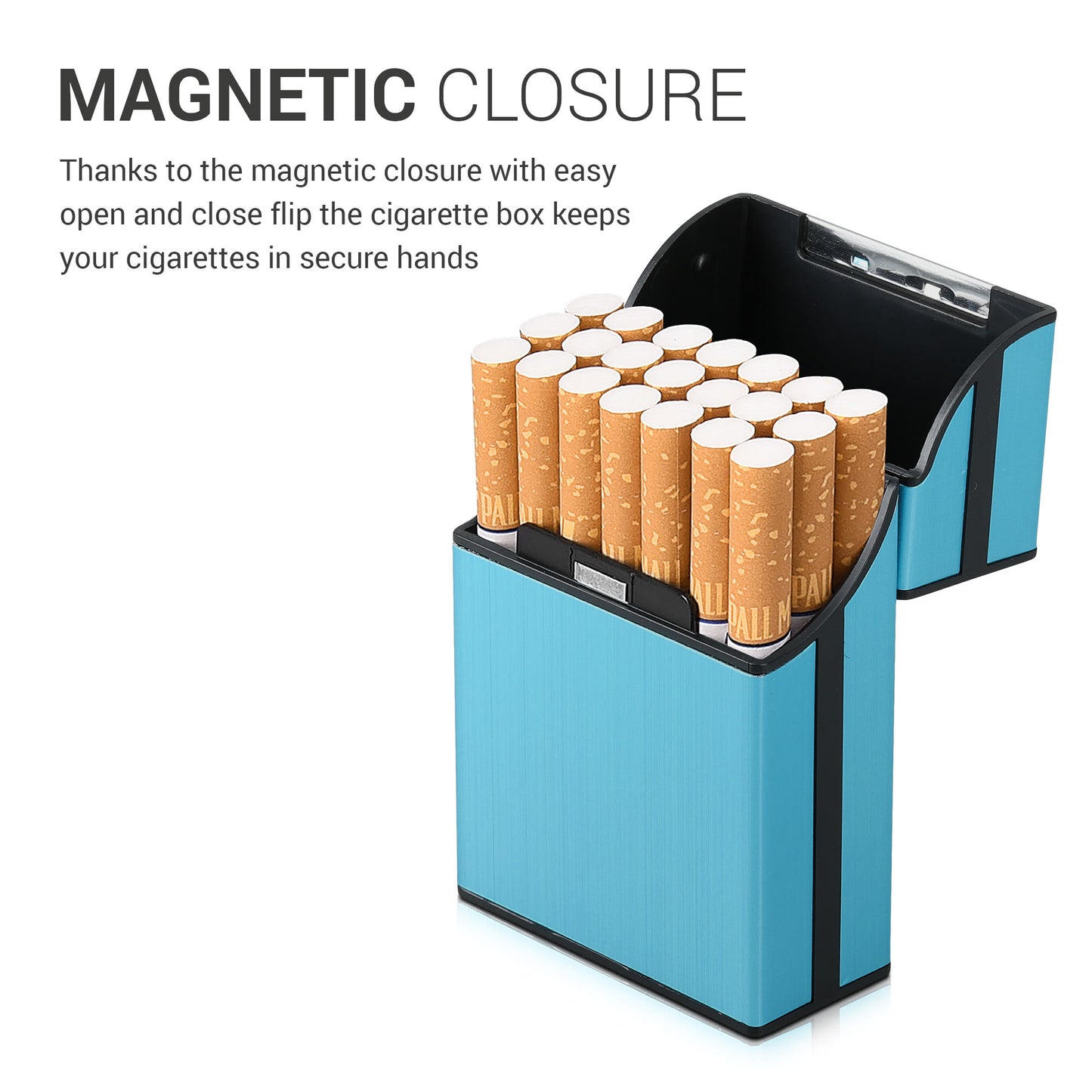 kwmobile Cigarette Case Cigarette Box Cover for Cigarettes with Magnetic Closure Aluminum Coating
