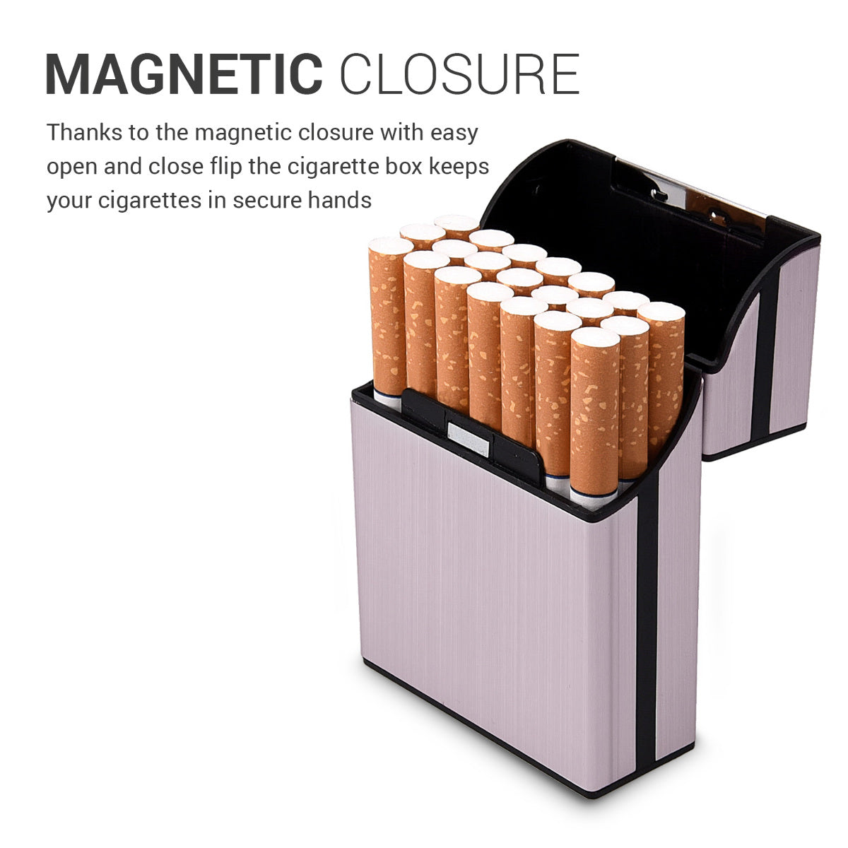 kwmobile Cigarette Case Cigarette Box Cover for Cigarettes with Magnetic Closure Aluminum Coating