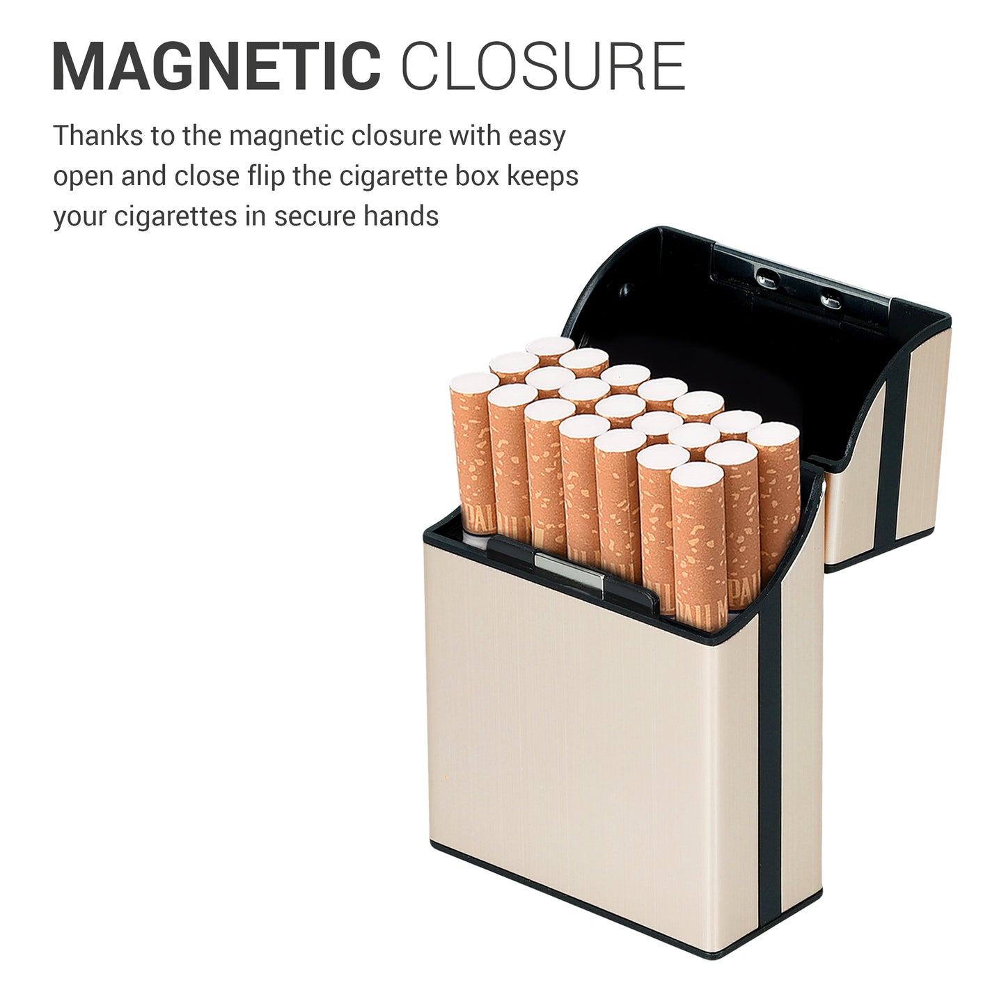 kwmobile Cigarette Case Cigarette Box Cover for Cigarettes with Magnetic Closure Aluminum Coating