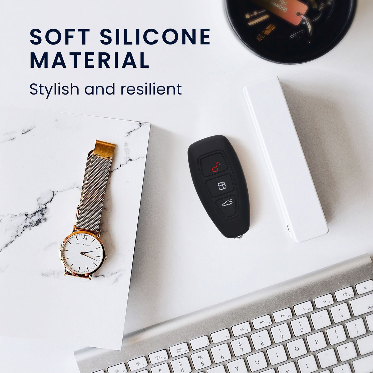 Ford 3-Button Keyless Go Silicone Car Key Cover Patterned