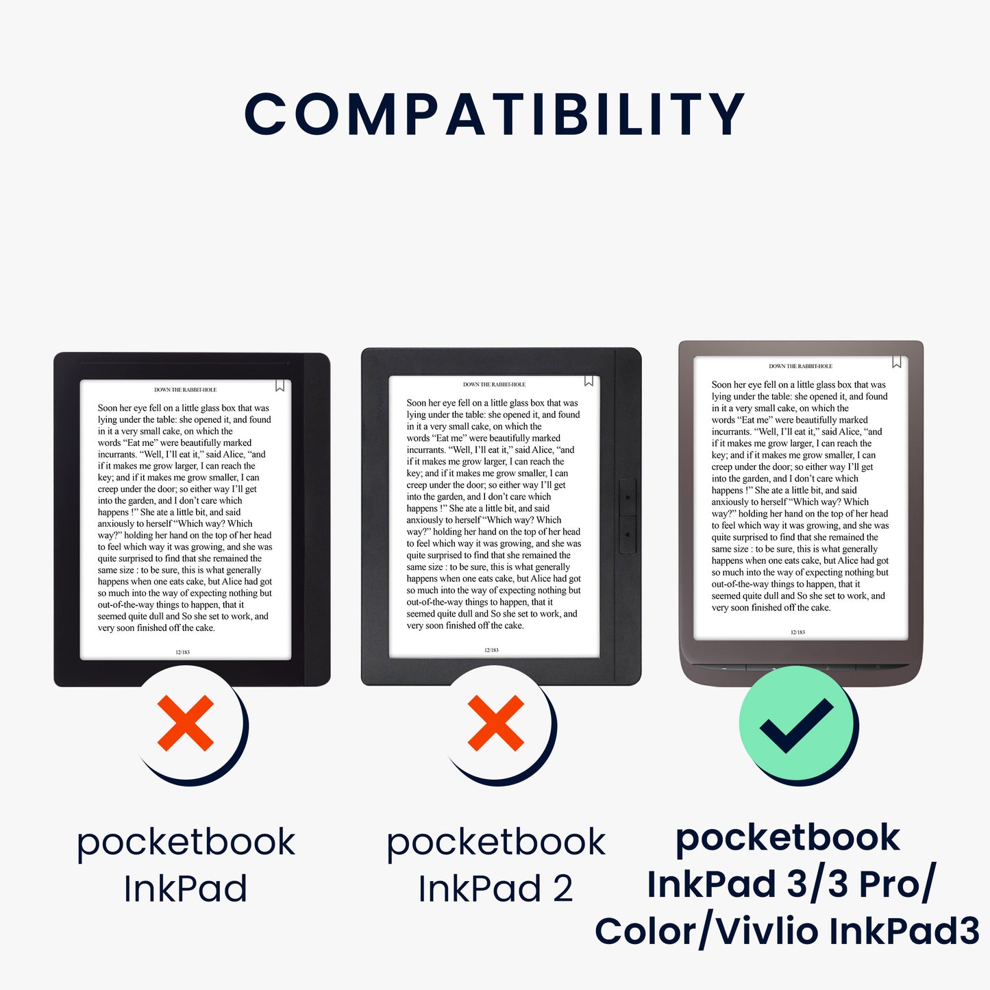 kwmobile Case for Pocketbook InkPad 3 / 3 Pro / Color / Vivlio InkPad 3 - Faux Leather Cover - eReader Foldable Case with Auto Sleep Function - Cover with Stand