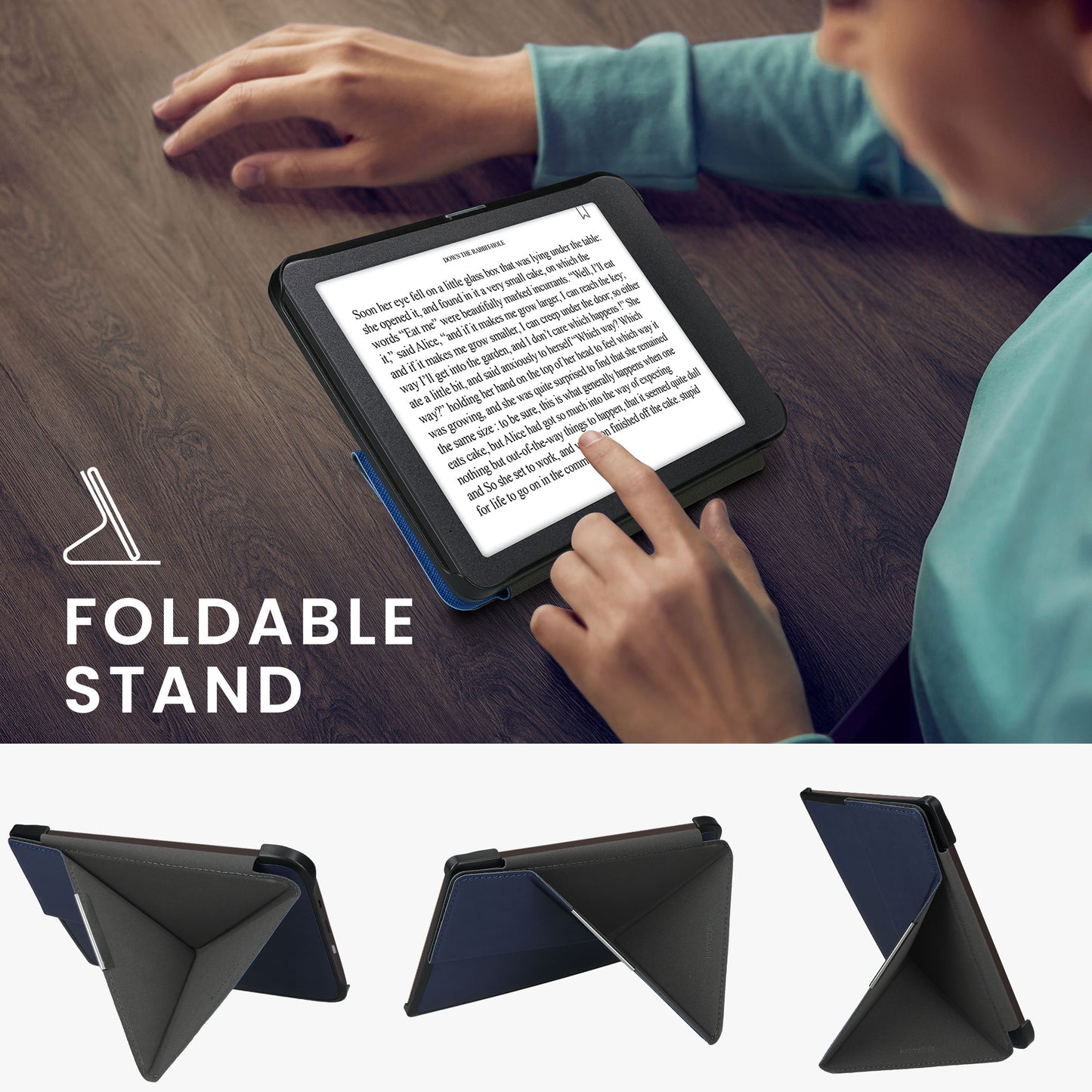 kwmobile Case for Pocketbook InkPad 3 / 3 Pro / Color / Vivlio InkPad 3 - Faux Leather Cover - eReader Foldable Case with Auto Sleep Function - Cover with Stand