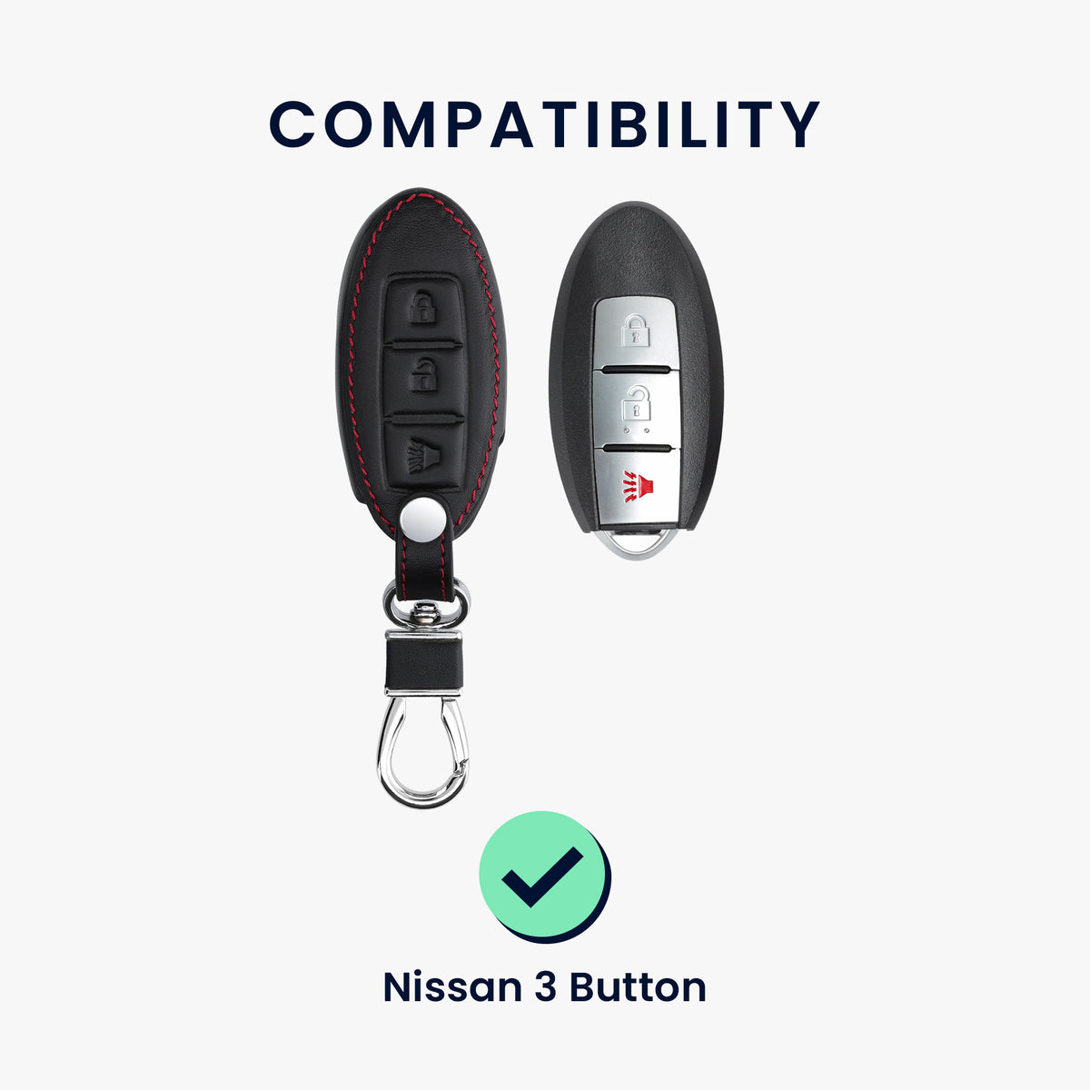 Nissan 3-Button Faux Leather Car Key Cover