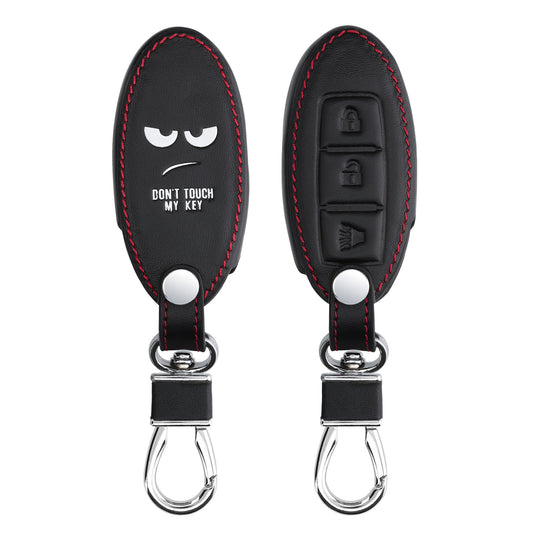 kwmobile Car Key Cover Compatible with Nissan 3-Button Car Key Faux Leather Protective Case Key Fob Cover Don't touch my Key