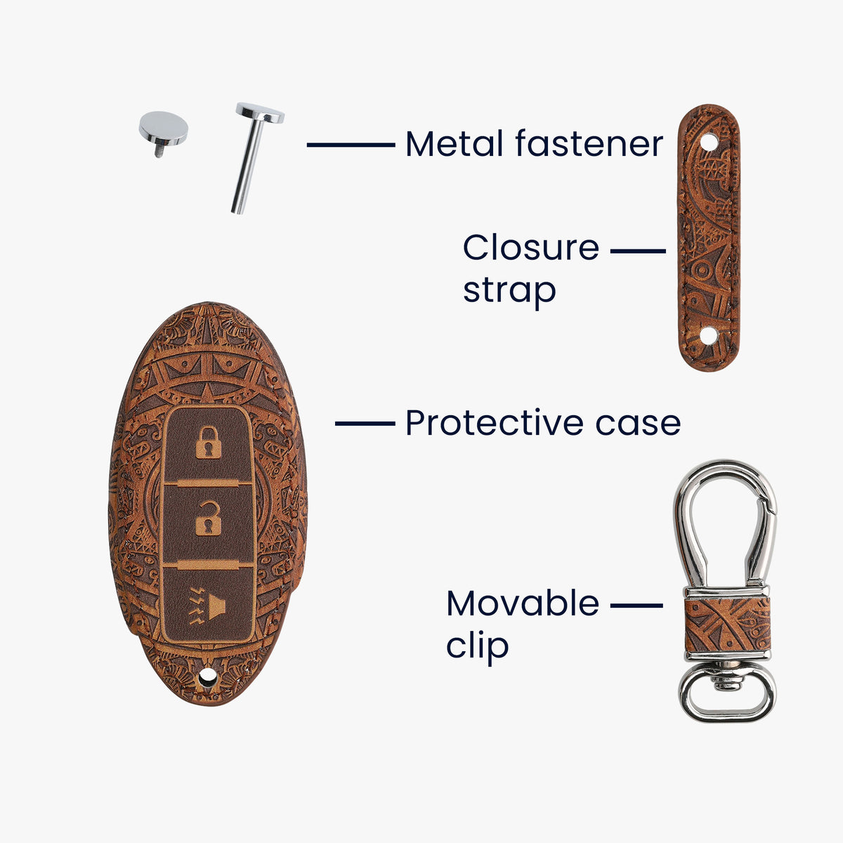 Nissan 3-Button Faux Leather Car Key Cover