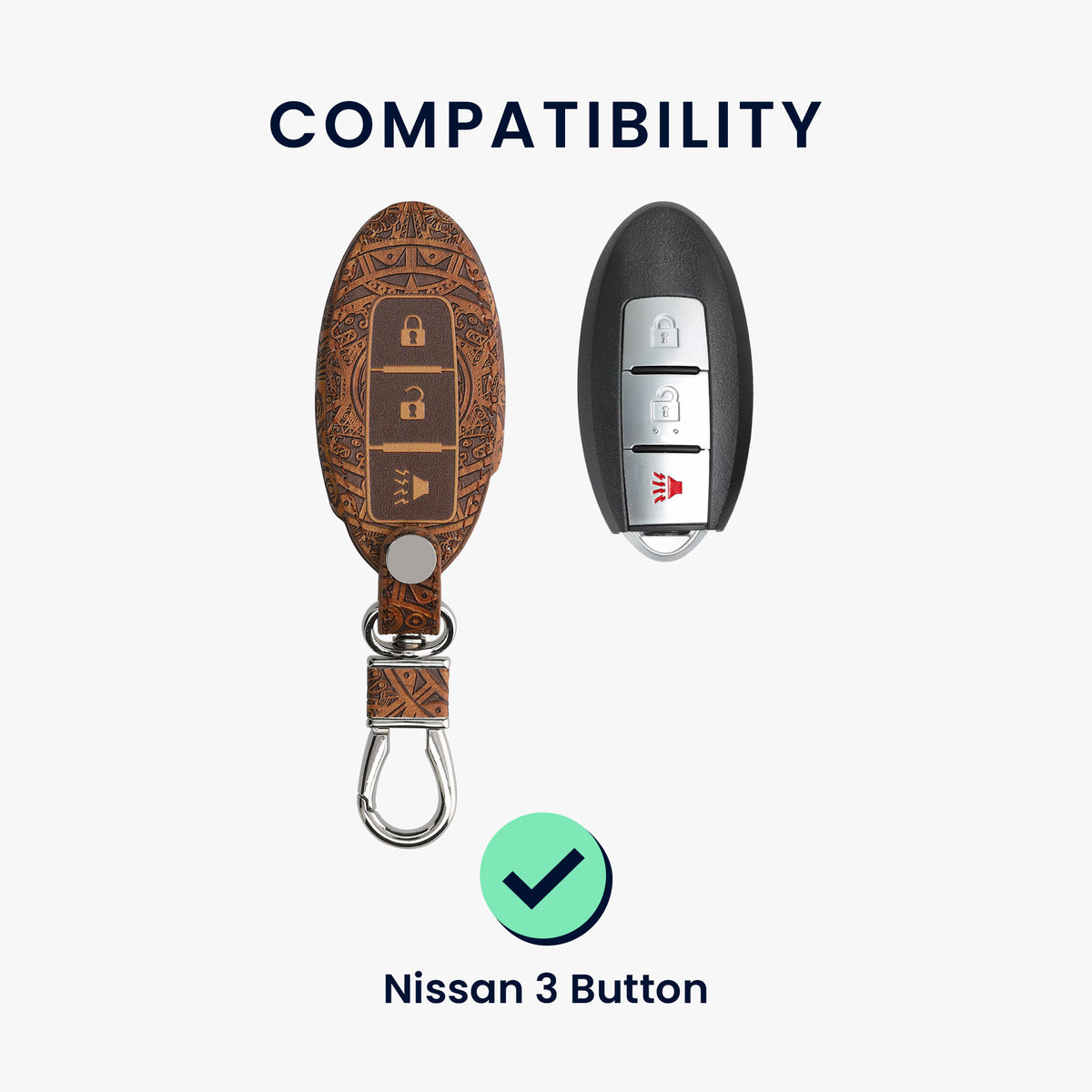 Nissan 3-Button Faux Leather Car Key Cover