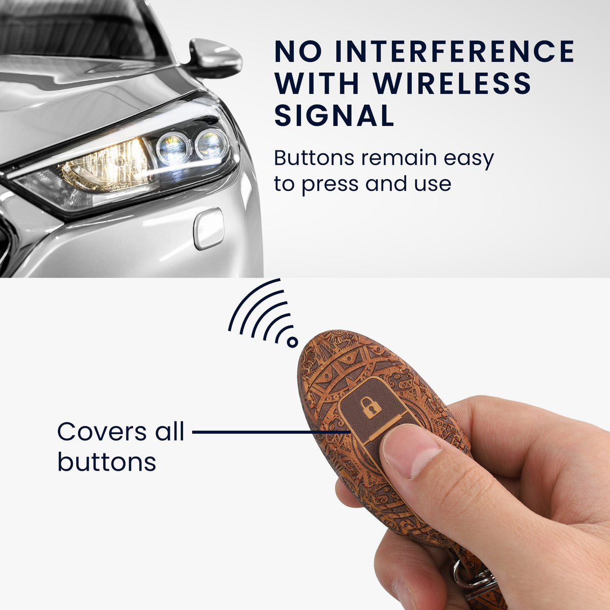 Nissan 3-Button Faux Leather Car Key Cover