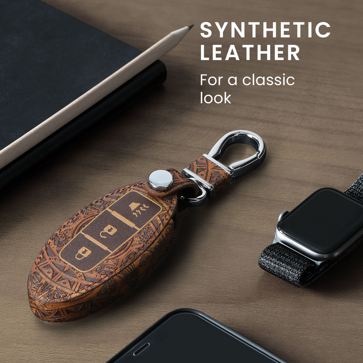 Nissan 3-Button Faux Leather Car Key Cover