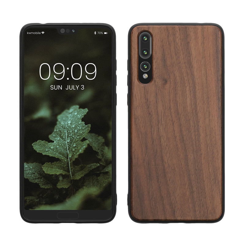 Huawei P20 Pro Shockproof Hard Case with TPU Bumper Walnut Wood