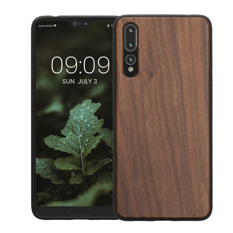 Huawei P20 Pro Shockproof Hard Case with TPU Bumper Walnut Wood