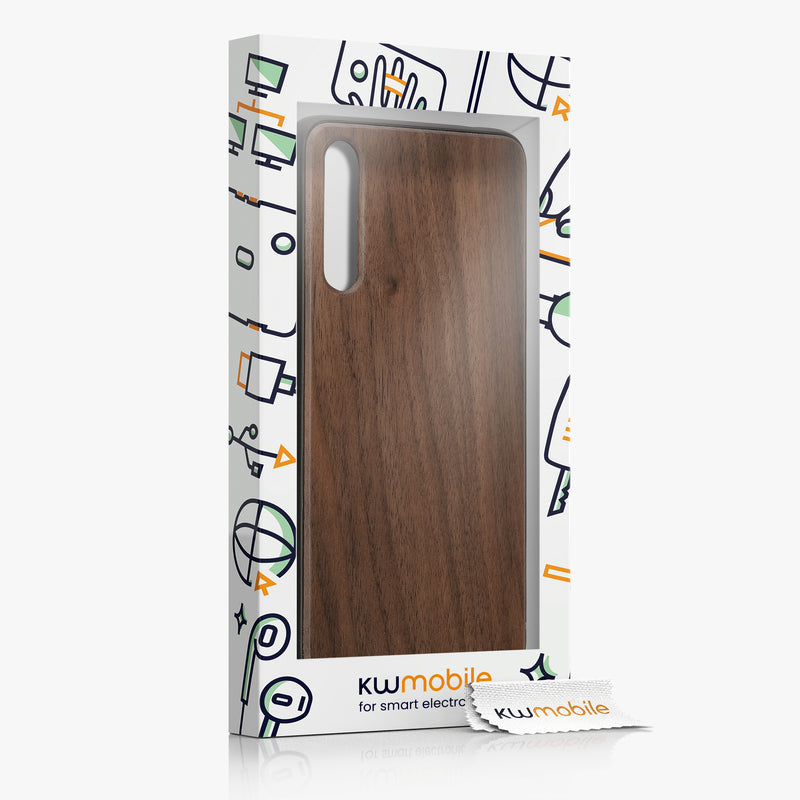 Huawei P20 Pro Shockproof Hard Case with TPU Bumper Walnut Wood