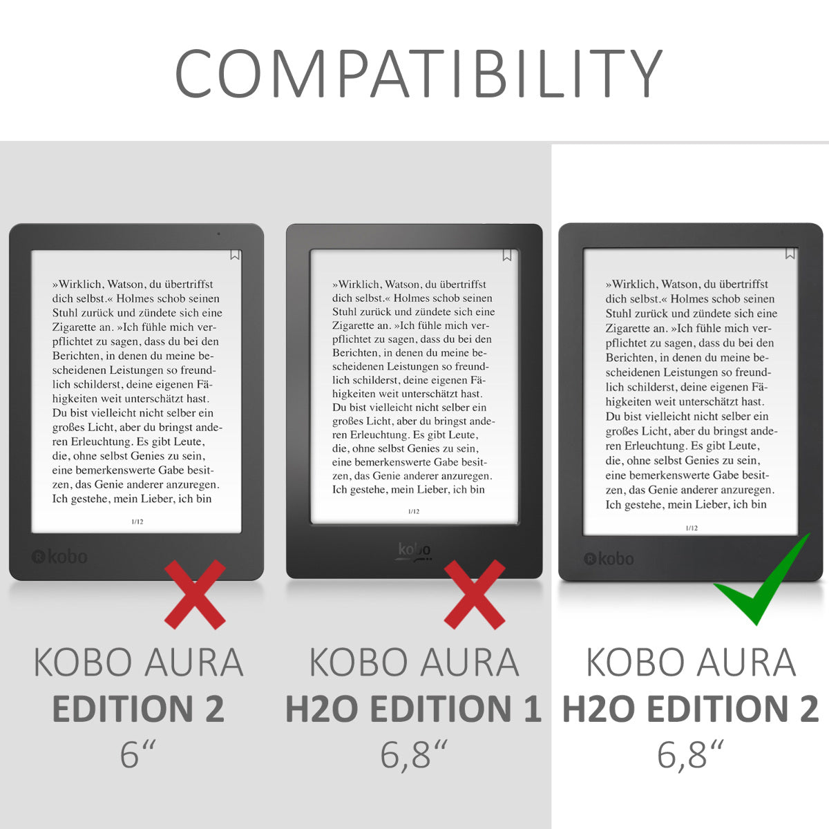 Kobo Aura H2O Edition 2 eReader Case with Strap and Stand