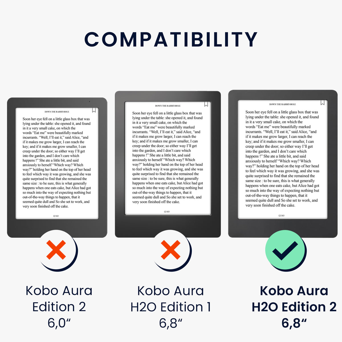 Kobo Aura H2O Edition 2 eReader Case with Strap and Stand