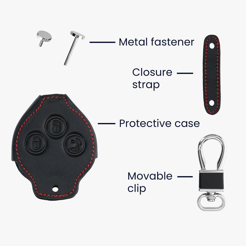 Smart 3-Button Remote Faux Leather Car Key Cover