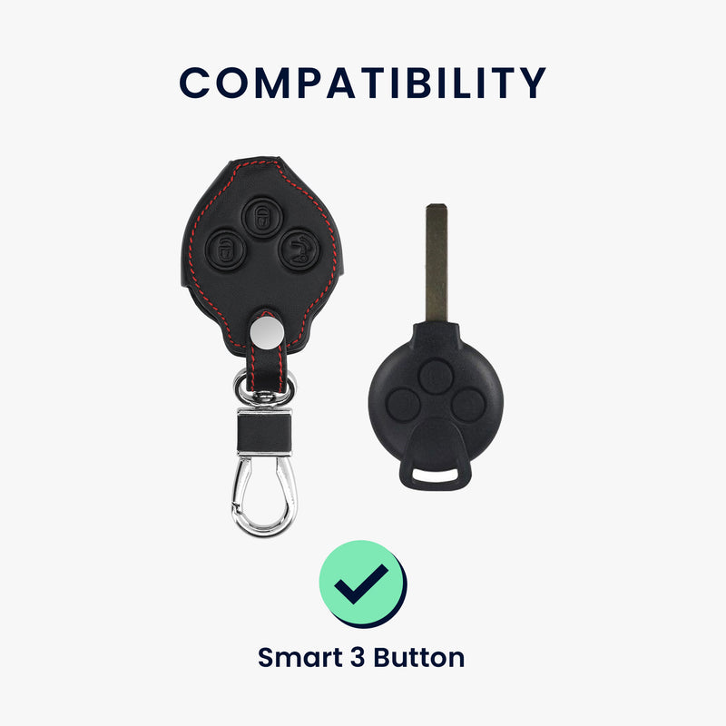 Smart 3-Button Remote Faux Leather Car Key Cover