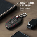 Peugeot Citroen 3-Button Smartkey (Keyless Go only) Faux Leather Car Key Cover Red Stitching