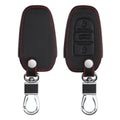 Peugeot Citroen 3-Button Smartkey (Keyless Go only) Faux Leather Car Key Cover Red Stitching