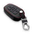 Peugeot Citroen 3-Button Smartkey (Keyless Go only) Faux Leather Car Key Cover Red Stitching
