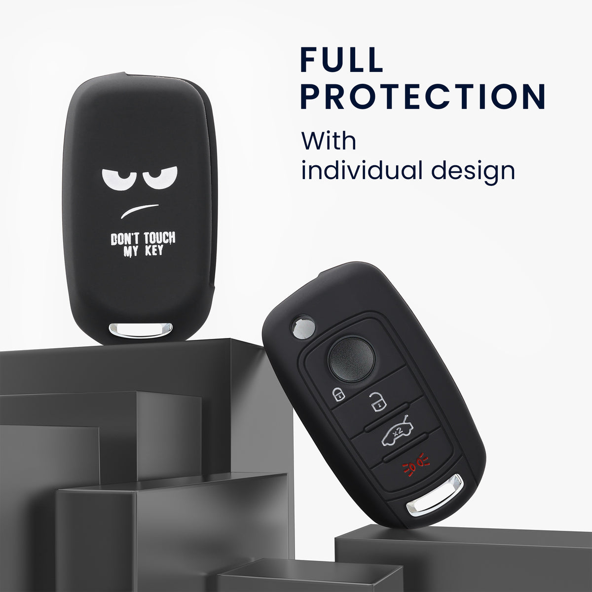 kwmobile Car Key Cover Compatible with Fiat 4-Button Foldable Car Key - Key Fob Cover Don't Touch My Key