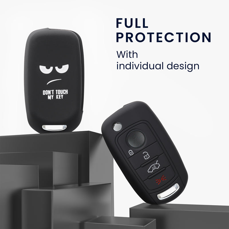 kwmobile Car Key Cover Compatible with Fiat 4-Button Foldable Car Key - Key Fob Cover Don't Touch My Key