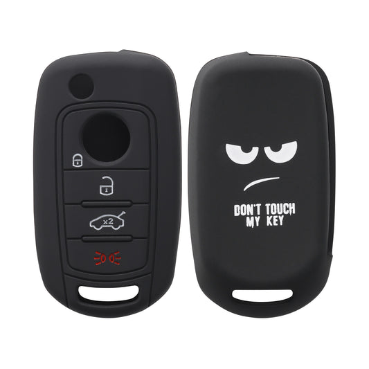 kwmobile Car Key Cover Compatible with Fiat 4-Button Foldable Car Key - Key Fob Cover Don't Touch My Key