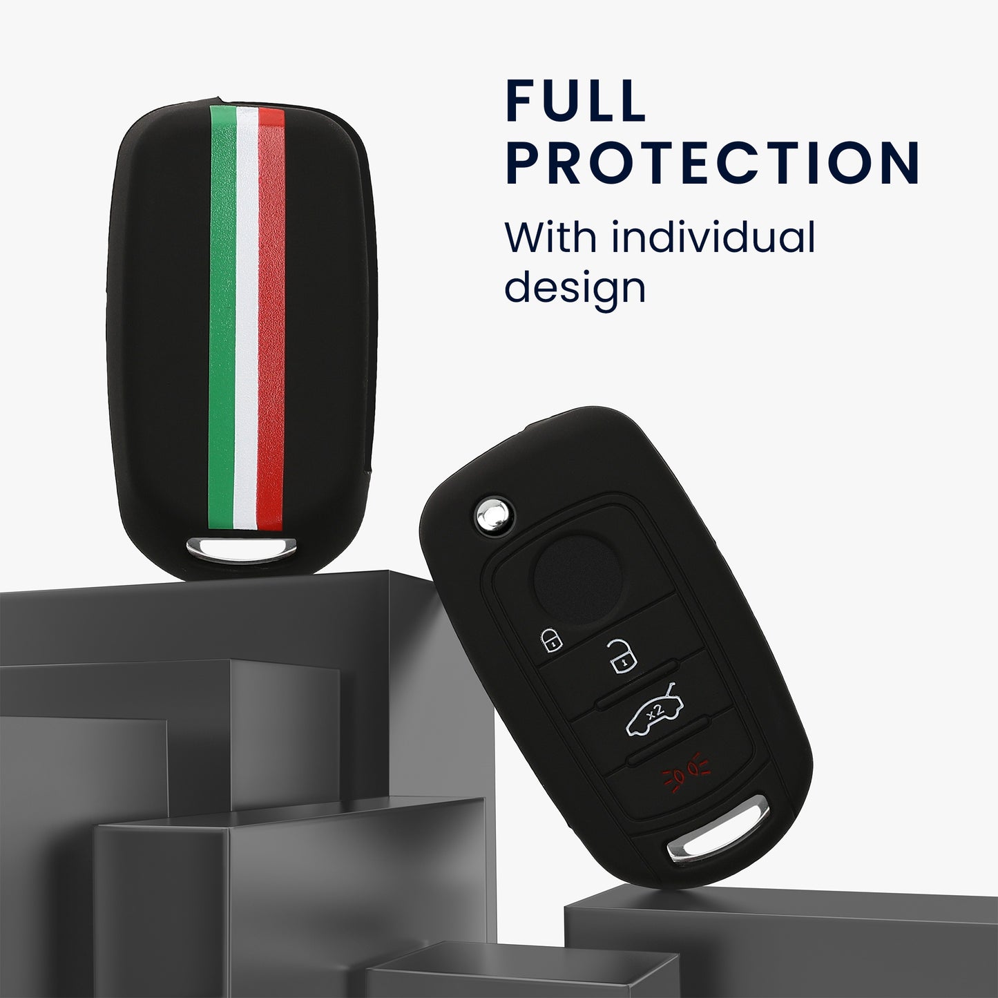 kwmobile Car Key Cover Compatible with Fiat 4-Button Foldable Car Key - Key Fob Cover Don't Touch My Key