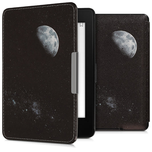 kwmobile Protective Case for Amazon Kindle Paperwhite Case - eReader Flip Case with Auto Sleep Function - Moon Black