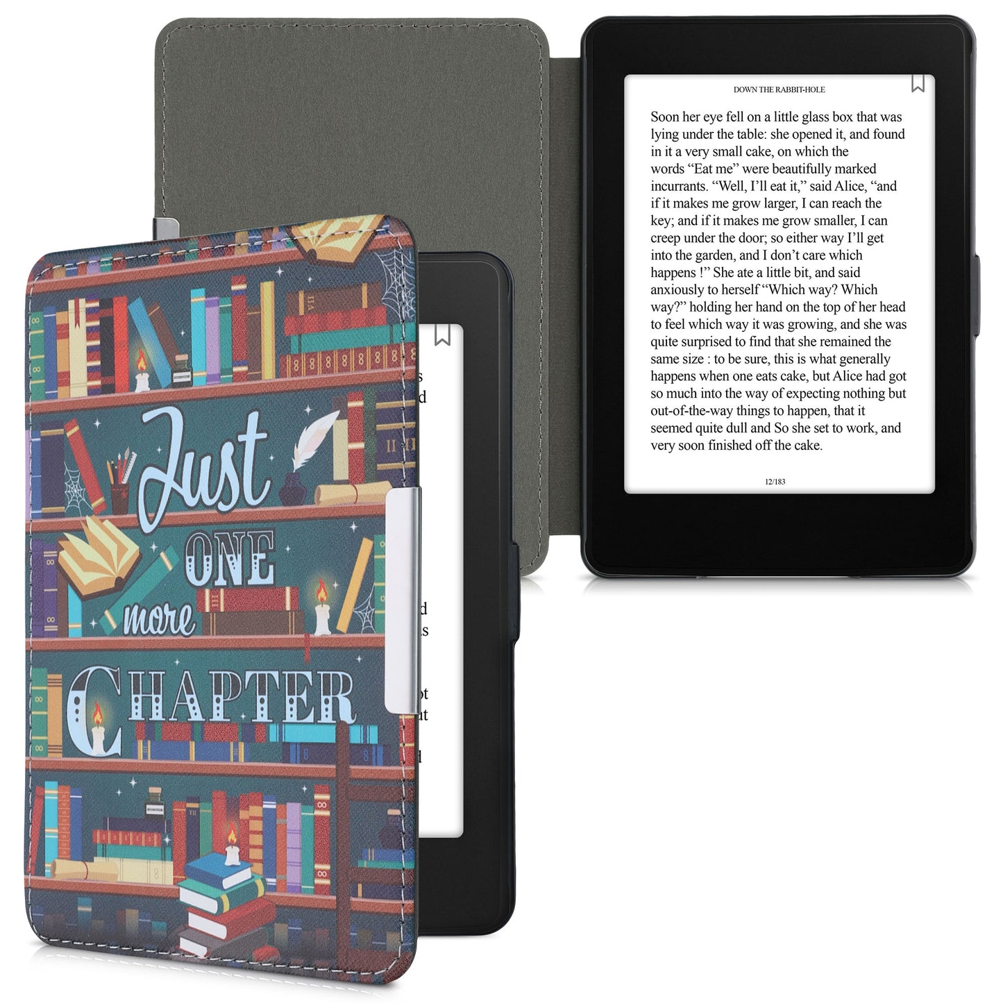 kwmobile Protective Case for Amazon Kindle Paperwhite Case - eReader Flip Case with Auto Sleep Function - Moon Black