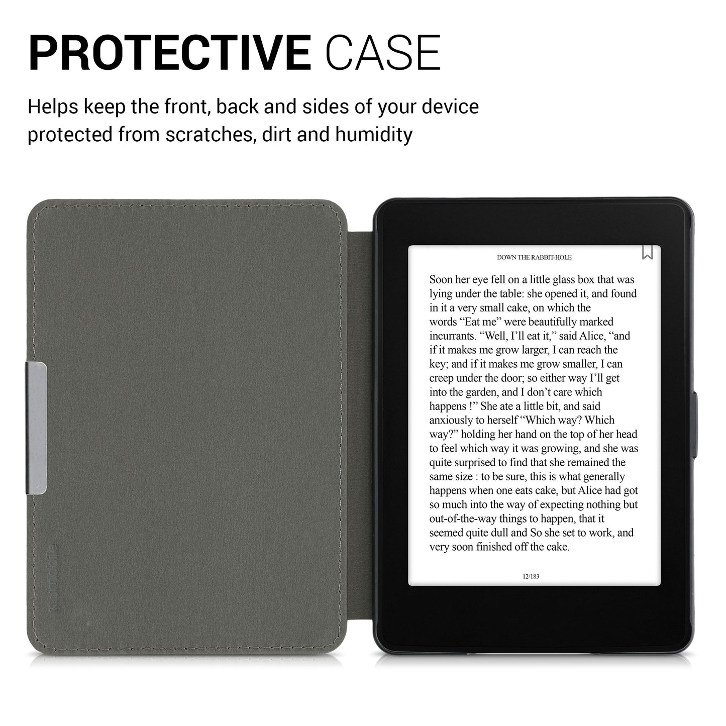 kwmobile Protective Case for Amazon Kindle Paperwhite Case - eReader Flip Case with Auto Sleep Function - Moon Black