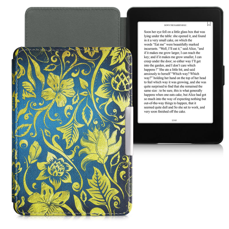 kwmobile Protective Case for Amazon Kindle Paperwhite Case - eReader Flip Case with Auto Sleep Function - Moon Black