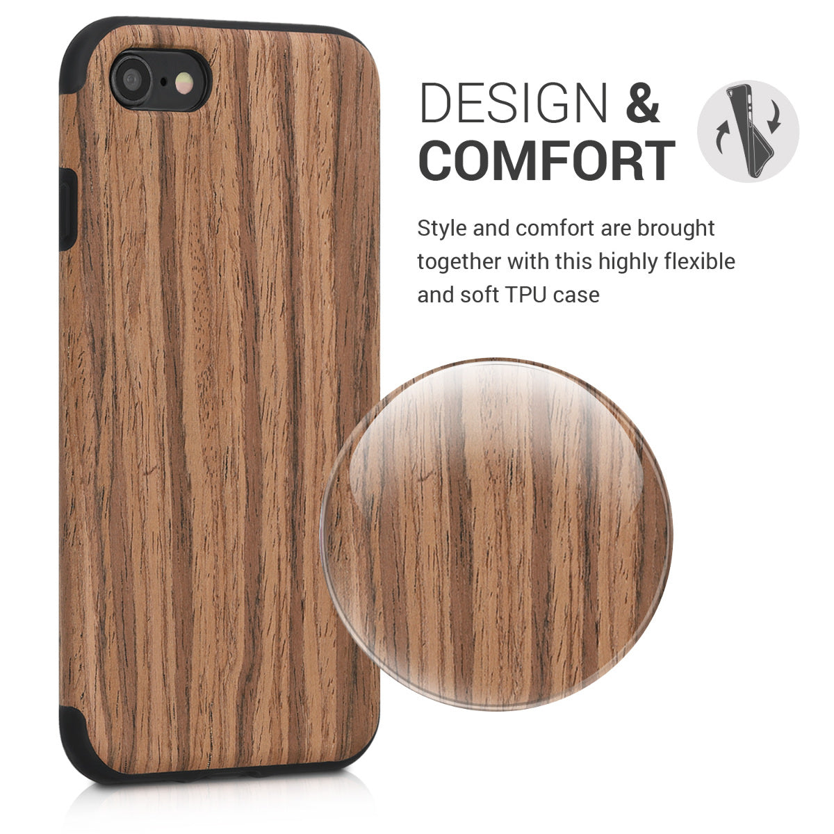Apple iPhone SE (2022) / SE (2020) / 8 / 7 Back Cover Wood Grain